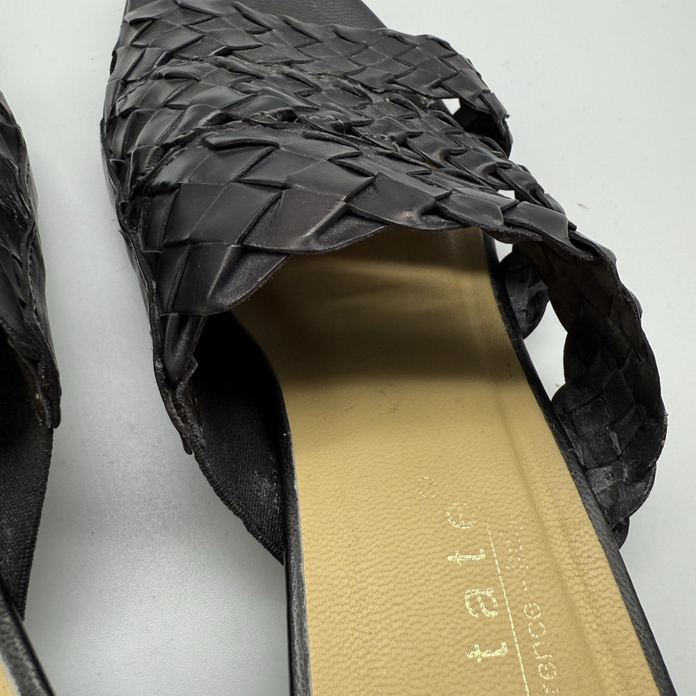 David Tate HAND MADE Black Leather Slides Sandals Wedge SIZE 11 N Womens WOVEN - Picture 12 of 12